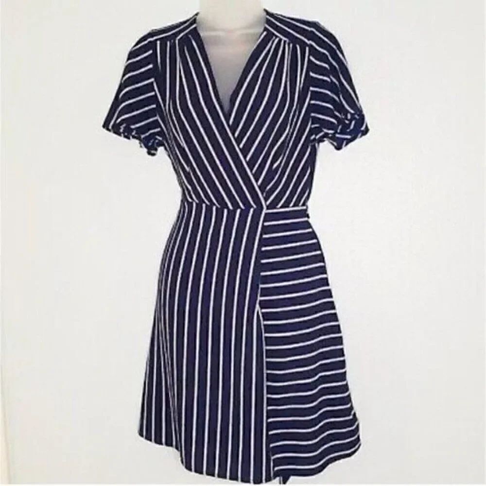 Monteau Striped V Cut Dress